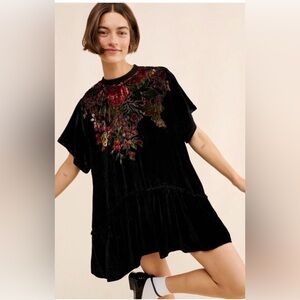 Free People Sweet Echoes Velvet burnout Mini Dress EUC